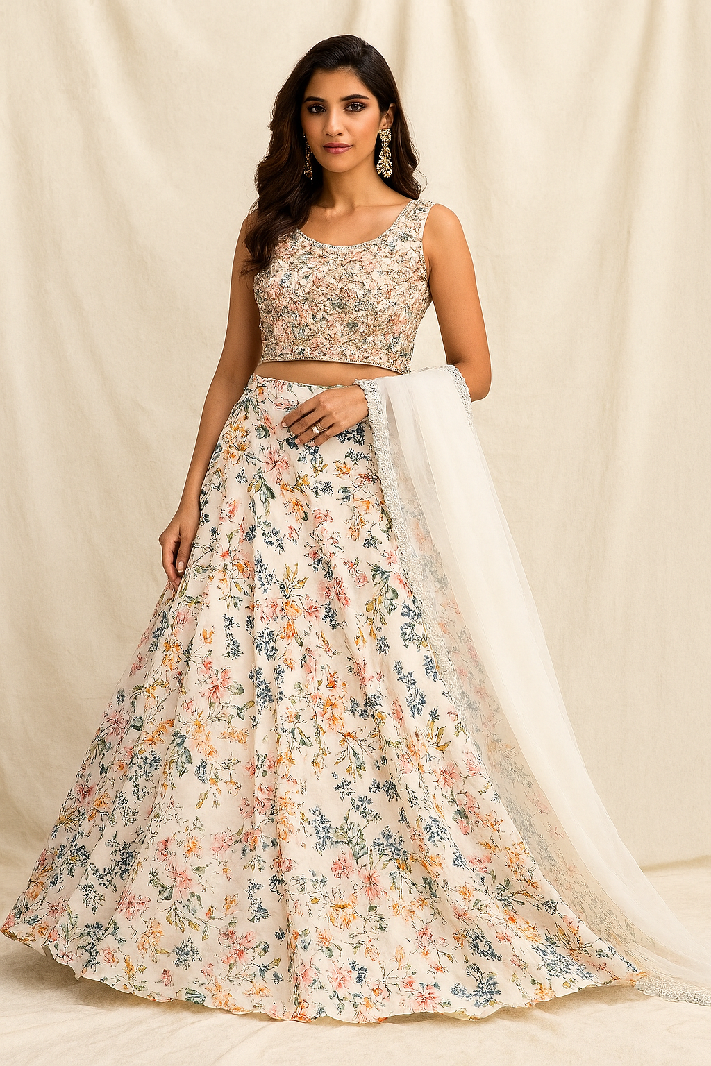 Premium Floral Printed Lehenga Choli Set for Women